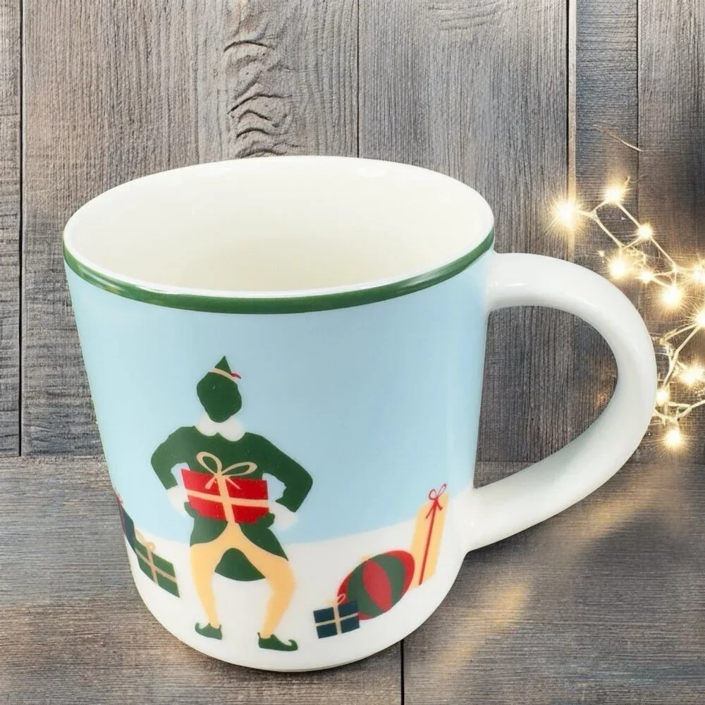 Williams Sonoma Christmas Elf Coffee Mug Cup Ceramic New With Stickers‎ Holiday
